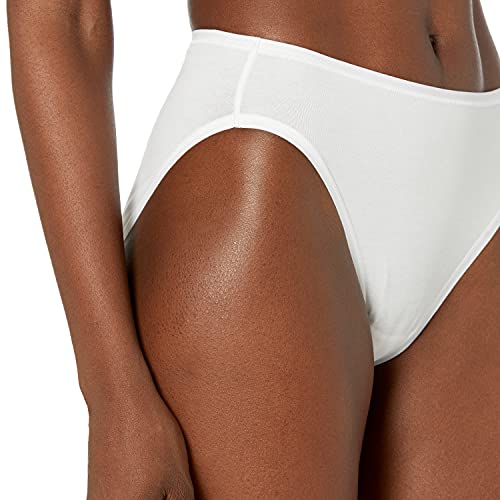 Amazon Essentials Damen Slip Aus Baumwolle Mit Hohem Beinausschnitt (In Übergröße Erhältlich), Atmungsaktiv, 10er-Pack, Weiß, 42