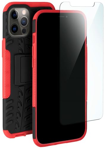 Coque iPhone 12 Pro Max moex antichoc rouge et noire avec film blindé