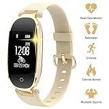 ✔MULTI FUNCTION, MULTI AUSWAHL - Mit unserer Smartwatch für Frauen sind Gesundheit und Komfort genau richtig. Umfangreiche Funktionen können nicht warten, um für Sie zu arbeiten - Schrittmesser, Pulsmesser, Anrufe SMS und soziale Nachricht Alarm, Remote-Kamera / Video-Steuerung, Musiksteuerung, sitzende Erinnerung, Synchronisieren von Datum und Uhrzeit, Anti-verlorene Warnung.