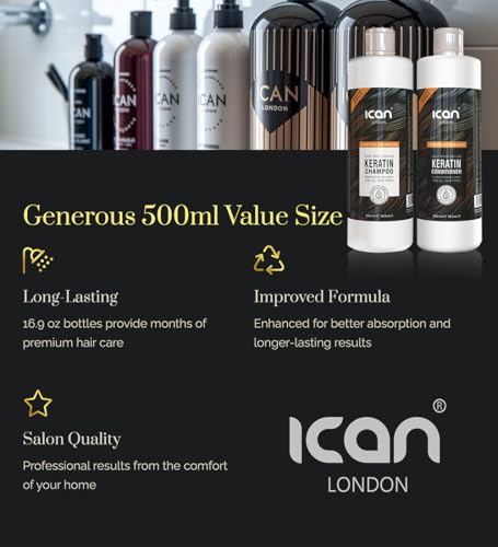 ican London Keratin Shampoo & nourishing sulfate free conditioner sets 500ml x 2 – Image 6