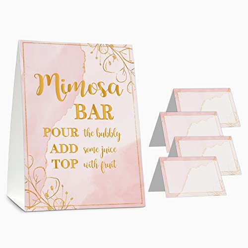 Mimosa Bar Supplies Kit - Elegant Gold Foil Table Place Cards - Bridal Shower, Birthday Party, Bubbly Bar, Engagement/ Bachelorette Party Decor