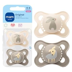 MAM Original Schnuller, 0-6 Monate, SkinSoft Silikon, Schaf/Hase, 2 Stück