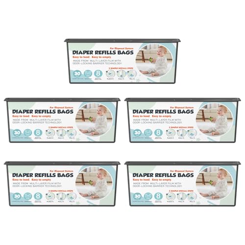 Diaper pail refill bags with 7-layer odor barrier (5 pack)