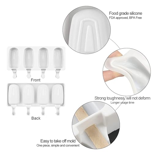 Image of MoldBerry 4 Cavity Big Oval Silicone Cakesicle Mould | Silicone Ice Cream Mould | Chocolate Cakesicle & Popsicle Mold | Food-Grade BPA Free | Reusable Non-Stick Popsicle Mold (Multicolor, Pack of 1)