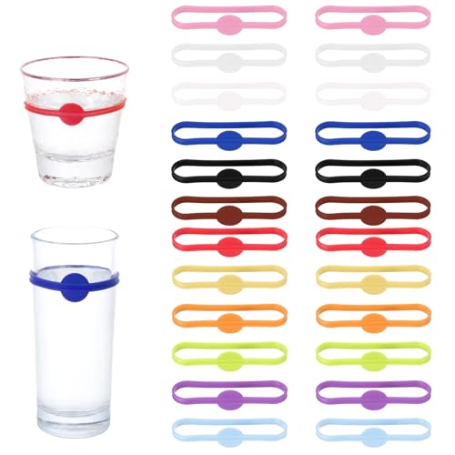 Cjmuqhehh Marcadores De Cristal Reutilizables De Silicona, Juego De 24 Etiquetas Para Nombre Para Vasos, Etiquetado Para Copas De Vino Y Decoración De Fiestas