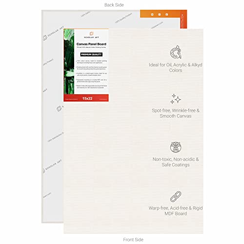 Image of Scholar Art Hobby Series 04 Oz (230 GSM) 100% Cotton Canvas Panel Board for Painting (White Blank Canvas Boards for Acrylic Paint, Oil Paint, Wet & Dry Media) | 15 inchx22 inch (37.5x55 cm), Pack of 6