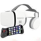 VR ゴーグル メガネ リモコン付き、 3D映画ビデオプレイゲーム用VRメガネ、 VR Realidad Virtuales ゲーム システム IPhone Apple Android PC Phone用VRヘッドセット (Color : White, Size : 058)