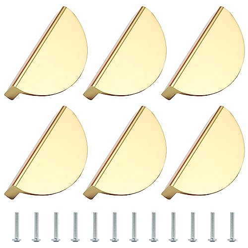Sixfolo 6 Tiradores de Cajón Dorados de Aluminio con Tornillos con Asas Ocultas para Armarios de Cocina