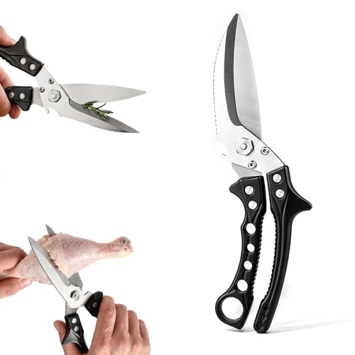 Image of Heavy Duty Poultry Shears, Heavy Duty Kitchen Scissors for Food, Multi-Purpose Kitchen Shears for Meat Chicken Bone Fish Turkey Vegetables Seafood (Blcak)