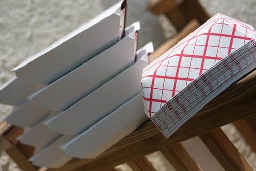 Disposable Red and White Checkered Paperboard Food Trays, Carnivals, Fairs, Festivals, and Picnics. Holds Nachos, Fries, Hot Corn Dogs, and More! Eco Friendly (250, 5 LB.) - Thumbnail 2