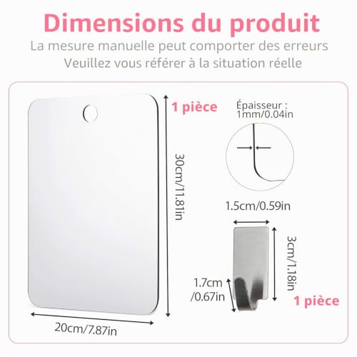 LifgWas Miroir De Douche Grande Miroir De Douche Antibuée sans CadreRasage – vue 2