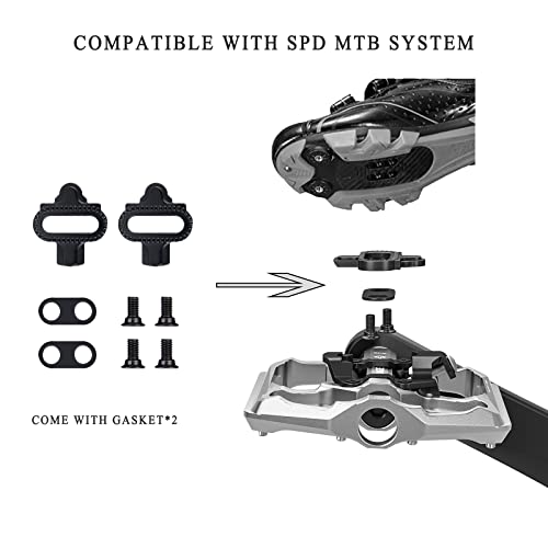 Mountain Bike Pedals- Dual Function Bicycle Flat Pedals And Clipless Pedals- 9/16" Platform Pedals Compatible With Spd For Road Mountain Bmx Bike (Silver) #TOP2