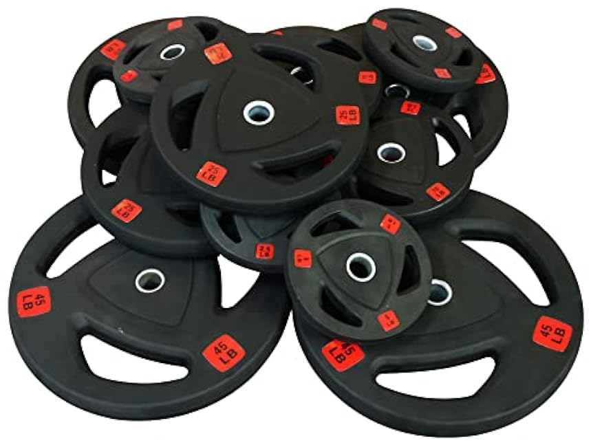 Signature Fitness Vinyl Coated Cast Iron Plate Weight Plate for Strength Training and Weightlifting, Standard or Olympic, Multiple Sizes