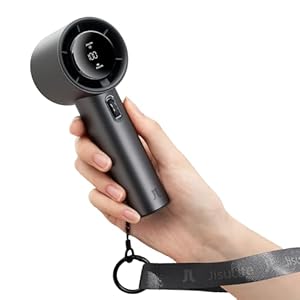 JISULIFE Portable Handheld Fan,Speed(1-100) Adjustable Turbo Mini Fan,5000mAh Battery Rechargeable Personal Fan with Metal Body,Digital Display,For Women Men Travel/Camping/Outdoor-Grey
