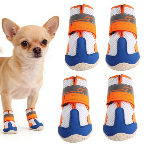 Dog Boots - Anti-Slip Adjustable Booties, Breathable Puppy Shoes for