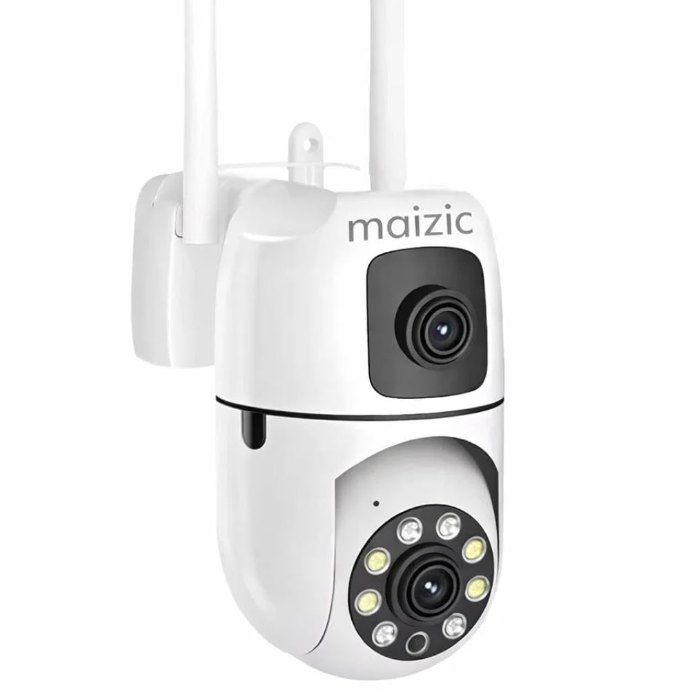 Maizic Smarthome Dual Lens Mini Fox | 5+5MP WiFi CCTV Camera with PTZ & Fixed View | AI Motion Detection, Color Night Vision, Two-Way Audio, 360° Coverage, App Remote Access