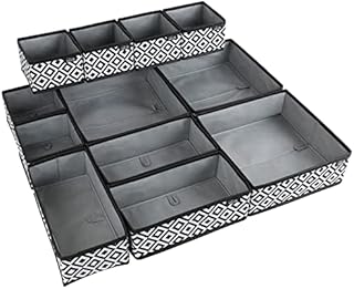 LUXBIA Drawer Organiser Clothes - Pack Of 12 Black - Clothes Drawer Organiser - Drawer Organiser For Drawers Are Foldable and Easy To Assemble For Undergarments,Clothes,Socks,Ties,Belts,Bra,Nursery