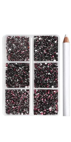Image of Beadsland 7200pcs Flatback Rhinestones,Burgundy Rhinestone Nail Gems Round Crystal Rhinestones for Crafts,Mixed 6 Sizes with Wax Pencil Kit, SS3-SS10,Amethyst | Glass Nail Gems, Round Crystal, With Wax Pencil Kit, SS3-SS10, Burgundy
