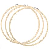 Caydo 3 Pieces 14 Inch Embroidery Hoops Wooden Round Adjustable Bamboo Circle Cross Stitch Hoop Ring for Art Craft Handy Sewing