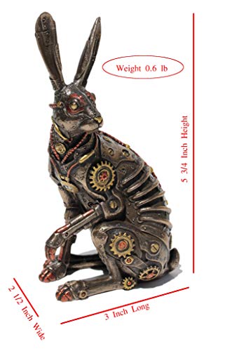 Estatua de conejo steampunk en bronce antiguo 15 cm miniatura 2