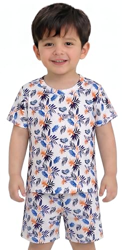 Image of Kids Dress for Boys | Round Printed Neck Half Sleeve T-shirt and Pant Clothing Set for Baby Boys