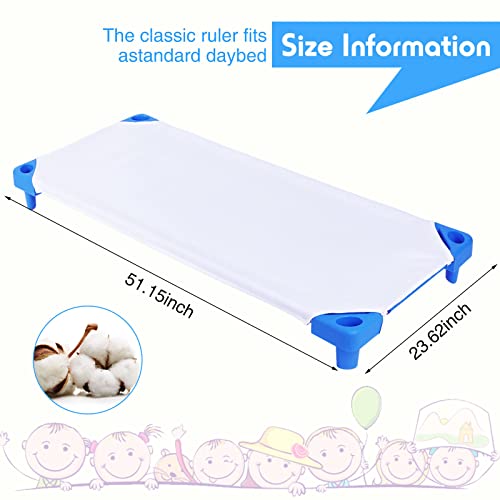 Image of Macarrie 30 Pcs Cot Sheets for Daycare Bulk 23 x 51 Inch Fitted Cot Bed Sheets with Elastic Corner Loops for Child Boys Girls, Daycare Essentials for for Toddler and Preschool(White)