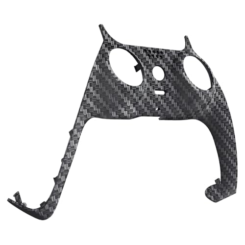 eXtremeRate Black Silver Carbon Fiber Decorative Trim Shell Compatible with p s 5 Controller, Soft Touch Replacement Clip Shell, Custom Plates Cover Compatible with p s 5 Controller with Accent Rings - Thumbnail 4