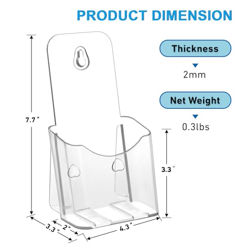 image for xydstay Acrylic Brochure Holder 4x9 Inches Slant Back Design, Clear Di