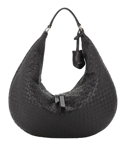 Sac à épaule ABRO cuir tressé Piuma Hobo Bag marron foncé grand format