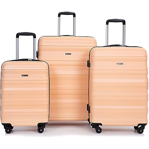 Voykuy Expandable 3 Piece Luggage Sets for Woman Ladies PC Lightweight & Durable Suitcase with Two Hooks, Spinner Wheels, TSA Lock, 21/25/29inch (Peach) Cover
