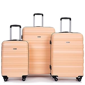 Travelhouse Hardshell Luggage 3-Piece Set: Suitcases with Spinner Wheels and TSA Lock in 20in, 24in, and 28in – Designed for Women. (Champagne, Expandable 3 Piece Set)