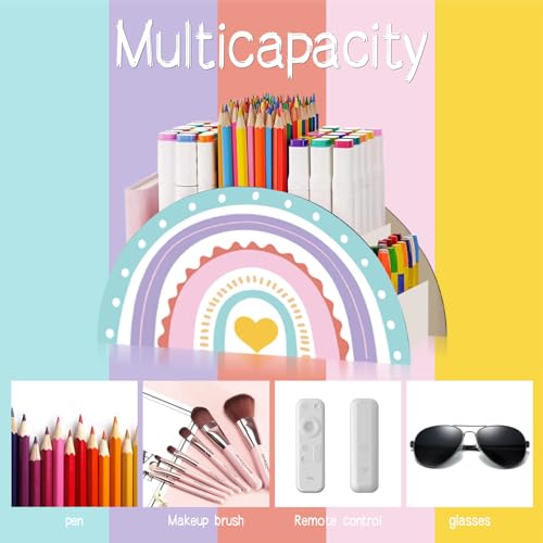 Forreen Pencil Holder for Desk, Pen Holder Kids Creative Rainbow Shape Wooden Pen Organizer Storage for Office Supplies Makeup Brush Classroom Organization - Cosy Home Interiors Forreen Pencil Holder for Desk, Pen Holder Kids Creative Rainbow Shape Wooden Pen Organizer Storage for Office Supplies Makeup Brush Classroom Organization - Image 6