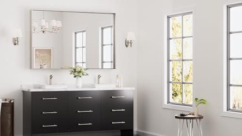Image of Keonjinn 55x36 Inch Nickel Bathroom Mirror for Over Sink, Rectangular