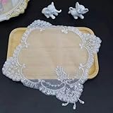  Napperon brodé en Dentelle perlée, Nappe carrée élégante Vintage, sous-Verres à café, Serviette, décoration de fête de Mariage, 16-27x27cm