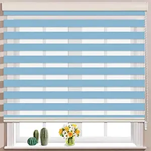 ZEBRA BLINDS Polyester Curtain for Windows (175 x 200 cm/69x79 Inch, Blue)