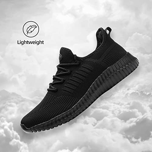 Sk·trip Men's Walking Shoes Lightweight Sports Shoes Breathable Mesh Shoes Casual Jogging Non-Slip Gym Outdoor Workout Men's Running Shoes Comfortable Tennis Shoes Allblack #TOP3