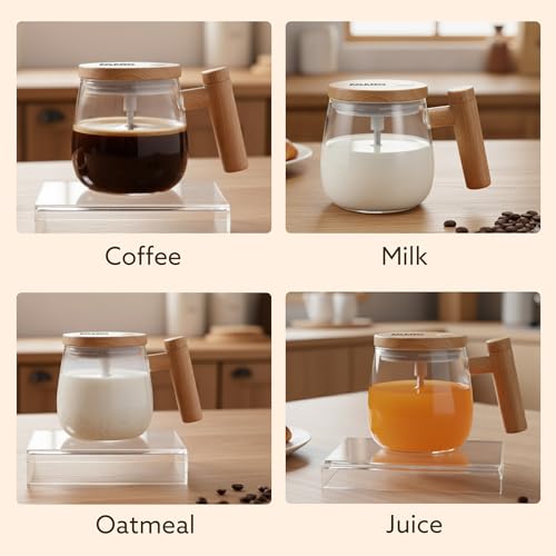 Image of AGARO Self-Stirring Coffee Mug 400ml - Electric Automatic Mixing Cup with Lid, Borosilicate, Rechargeable Operated Blender for Coffee-Milk-Protein Shakes, Portable Mug for Home, Office & Travel