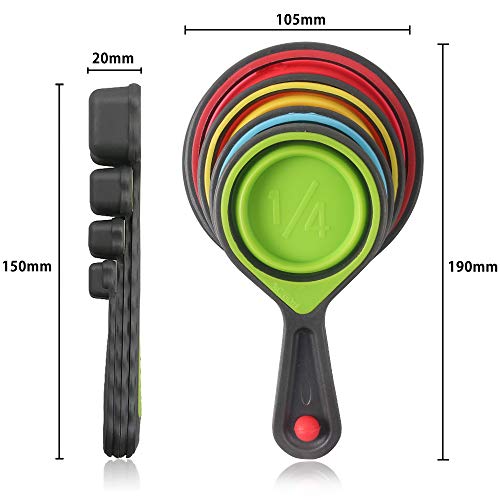 Collapsible Measuring Cups And Spoons - Portable Food Grade Silicone For Liquid & Dry Measuring, 8 Piece Set Kitchen Measuring Tool #TOP1