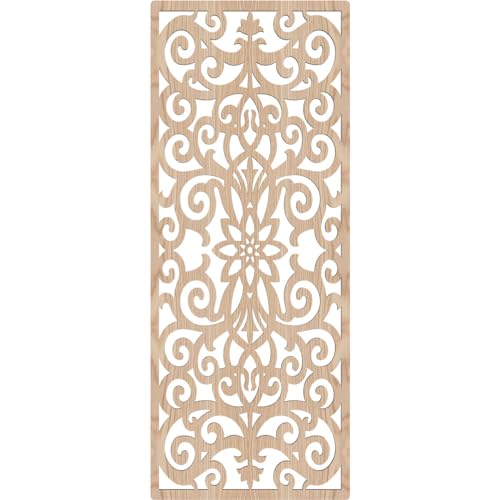 Image of 13 3 /8 inchW x 34 3 /8 inchH x 1 /4 inchT Buel Decorative Fretwork Wood Wall Panels, Red Oak