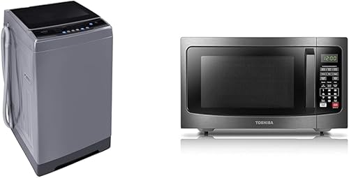 COMFEE' Lavadora portátil de 1.6 pies cúbicos, capacidad de 11 libras, lavadora compacta totalmente automática y horno microondas TOSHIBA