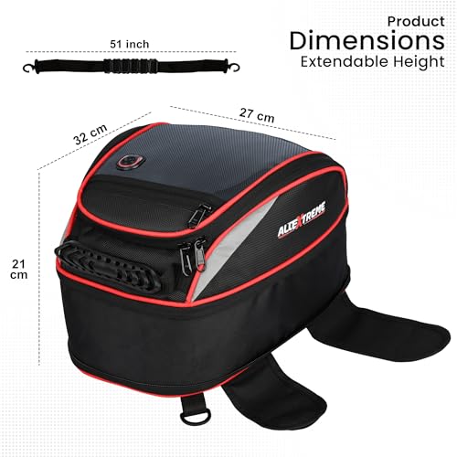 Allextreme 21L Magnetic Tank Bag for Bike | Universal Fit Motorcycle Gear with Rain Cover, Strong Magnets & Multi-Pocket Storage | Travel Riding Accessory for Touring & All Bikes (Black)