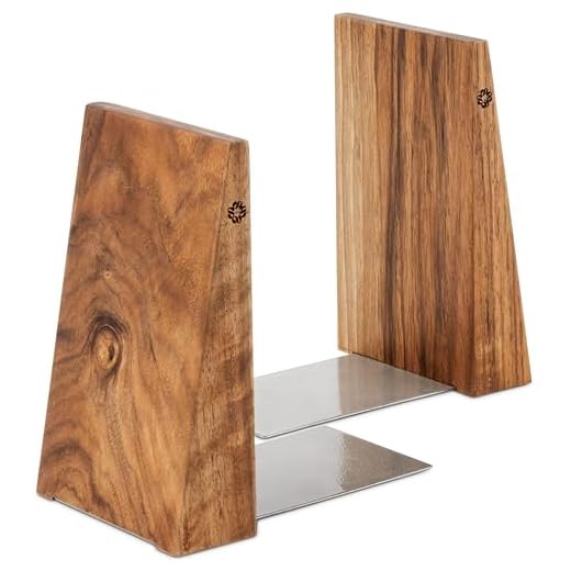 TILISMA Handmade Wooden Book Ends - Decorative Bookends for Shelves - Sturdy Book Holders for Heavy Books - Walnut Tree
