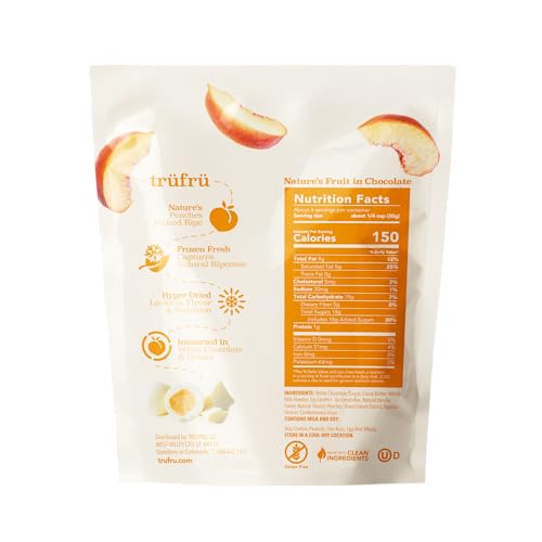 Tru Fru Nature's Peaches Hyper-Dried Fresh in Crème, Premium Gourmet Freeze Dried Snack, 4.2 oz