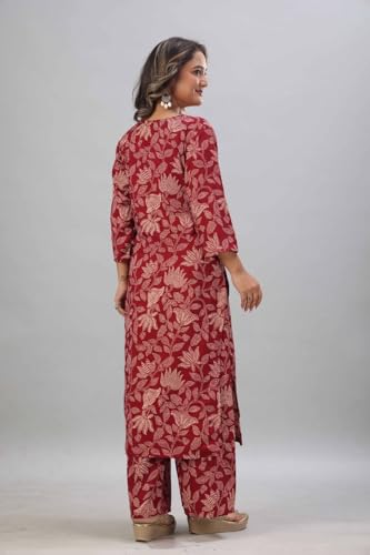 Image of MS VHCK ENTERPRISE Women's Rayon Straight Printed Kurta with Palazzo