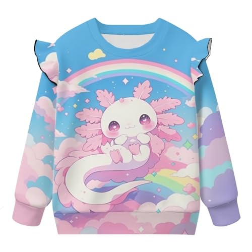 Cute Top for Girls 1-8T Long Sleeve Sweatshirt with Ruffle Trim Casual Crewneck Pullover Tops for Holiday Outdoor