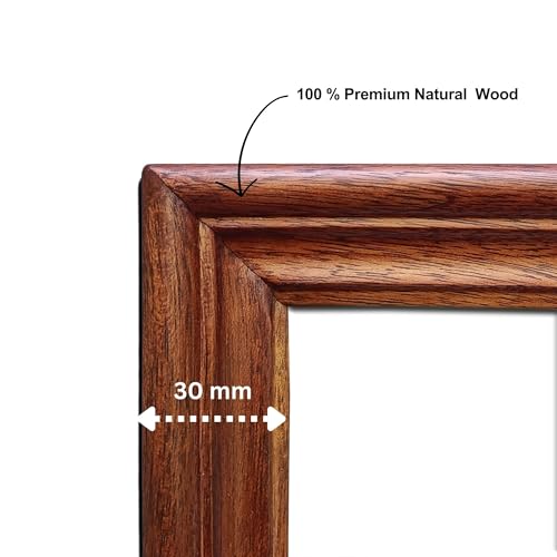 Image of Handmade Wooden Rectangular Photo Frame, A2 (42 x 59.4 cm) Display for Artworks, Pictures and Photos of Your Loved Ones, Best for Home, Office, Wall Decor, Living Room, Bedroom, Warm Walnut