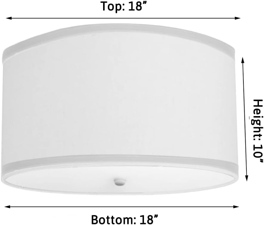 Moderne Flush Mount Conversion Kit 18"w White Linen Shallow Drum Lampshade