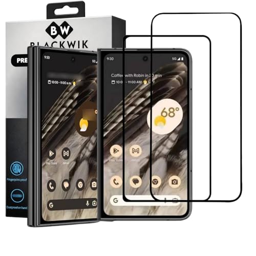 Image of Blackwik Military-Grade Gorilla Tempered Glass for Google Pixel Fold (Black, Pack of 2) | Edge to Edge Full Screen Coverage | Easy Installation Kit | Screen Protector for Smartphone