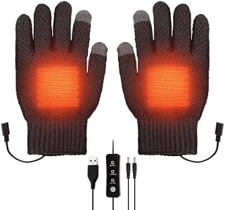USB Heated Gloves for Men and Women, Bestcool Winter Full Finger Heated Mittens Adjustable Temperature USB Hand Warmers Gloves Washable Knitting Gloves for Indoor Outdoor Winter