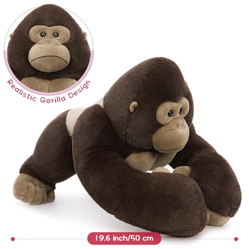 Image of MaoGoLan 4Pcs Giant Gorilla Stuffed Animals -19.6 inch Large Brown Gorilla Plush with 3 Babies Stuffed Gorilla Inside, Soft and Cuddly Companion Plush Toy Gifts for Kids,Children,Boys,Girls